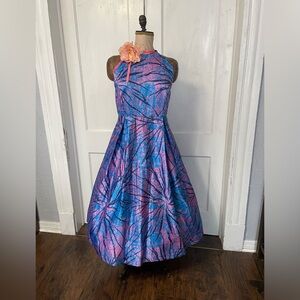 Formal Midi Length Dress with Halter Neckline